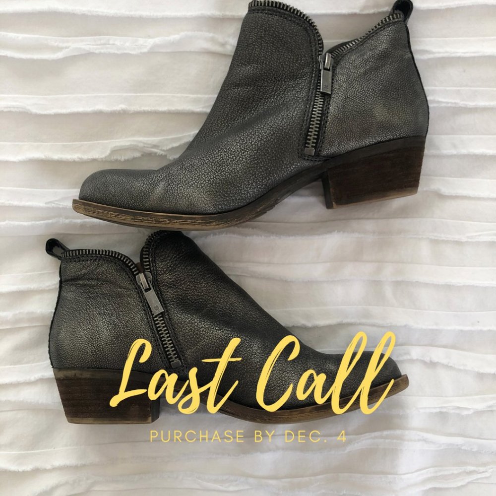 Lucky Brand Zipper Booties - Pewter